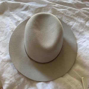 Rag & Bone Grey Wool Fedora with Suede Trim